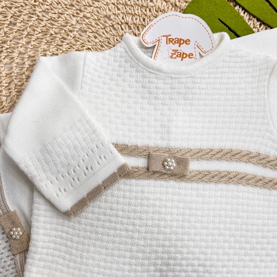Saída Maternidade Maitê - Off White e Bege Saída Maternidade Maitê - Off White e Bege